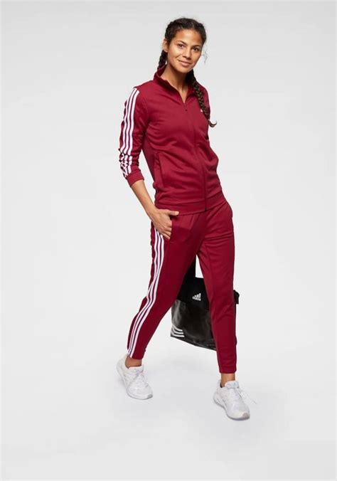 adidas anzug baumwolle dame rot und weiß n|Frauen .